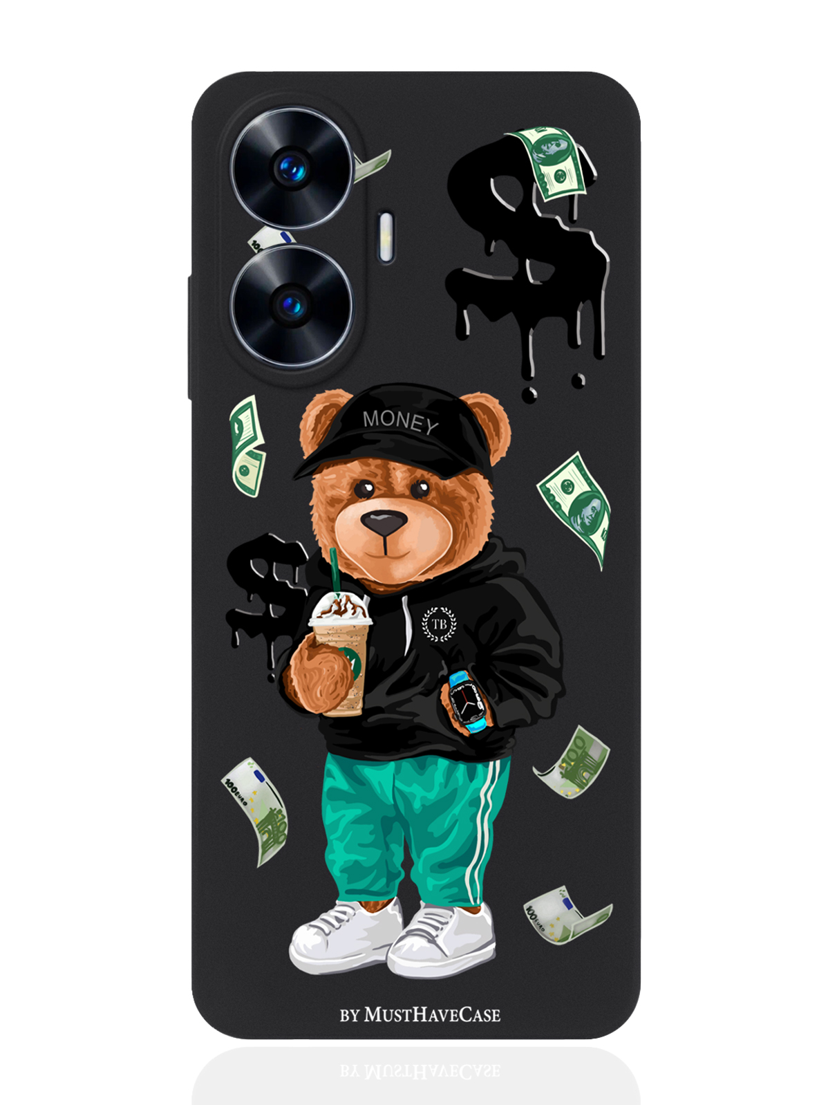 

Чехол для Realme C55 Tony Bear, Черный;зеленый;коричневый