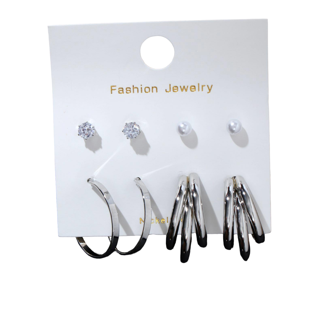 

Серьги набор 4 пары "Летние истории" кольца и стразики, цвет белый в серебре