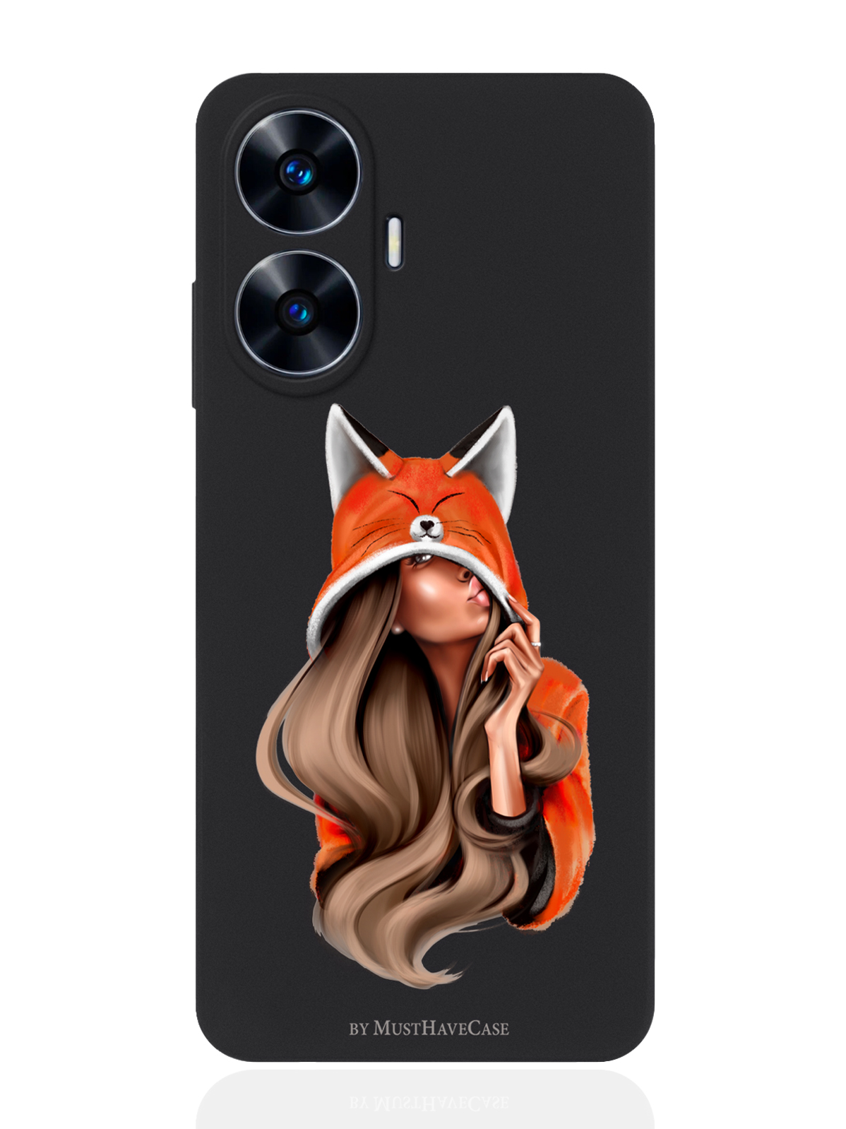 

Чехол для Realme C55 Foxy Girl, Оранжевый;черный