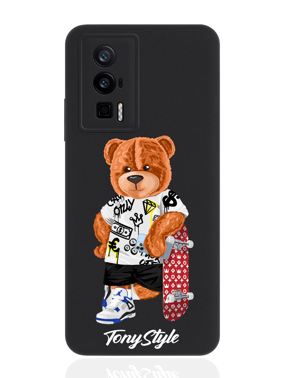 

Чехол для POCO F5 Pro Tony Style со скейтом черный, Коричневый;черный;красный