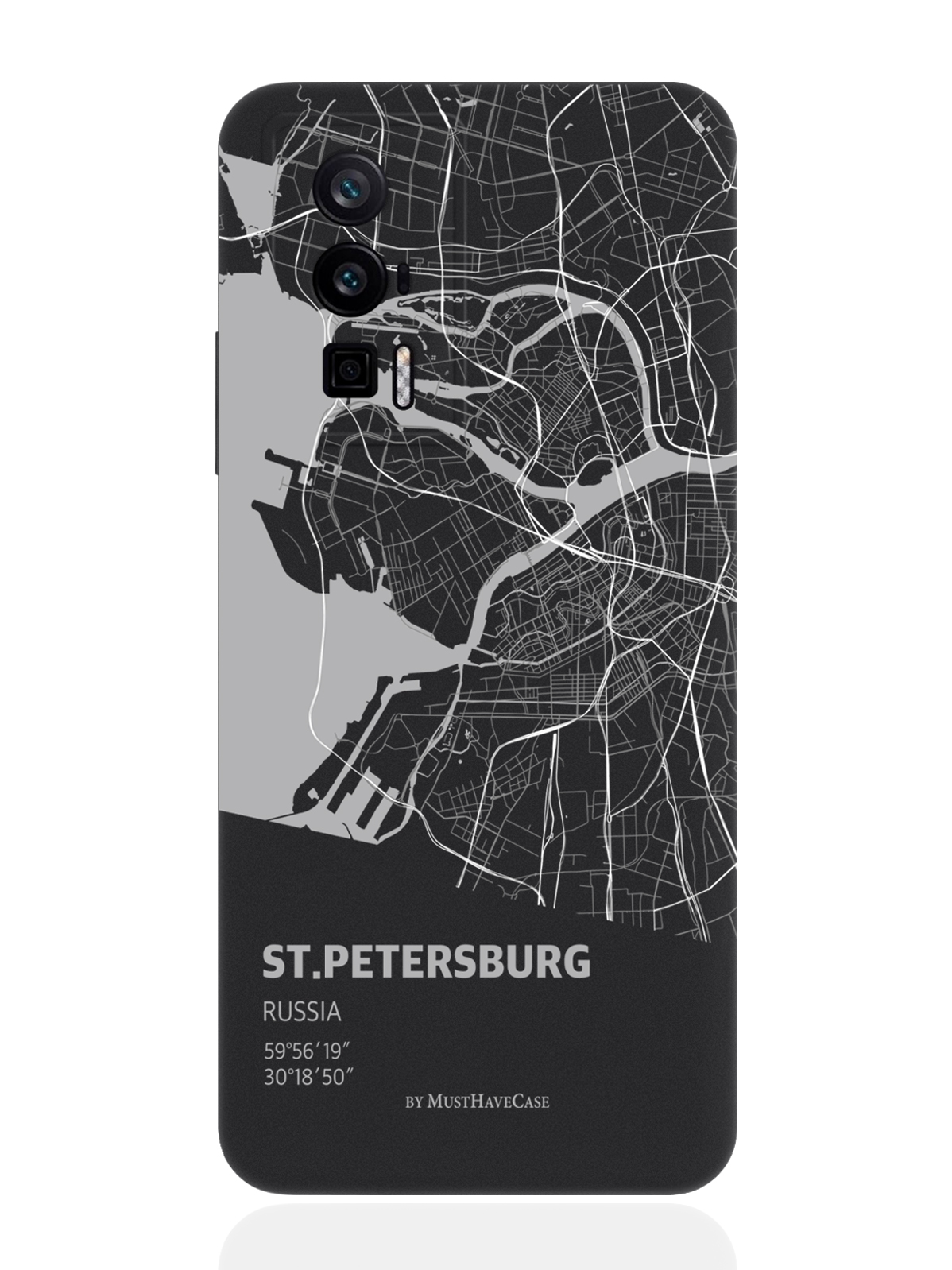 

Чехол для POCO F5 Pro Карта Санкт-Петербурга черный, Серый;черный
