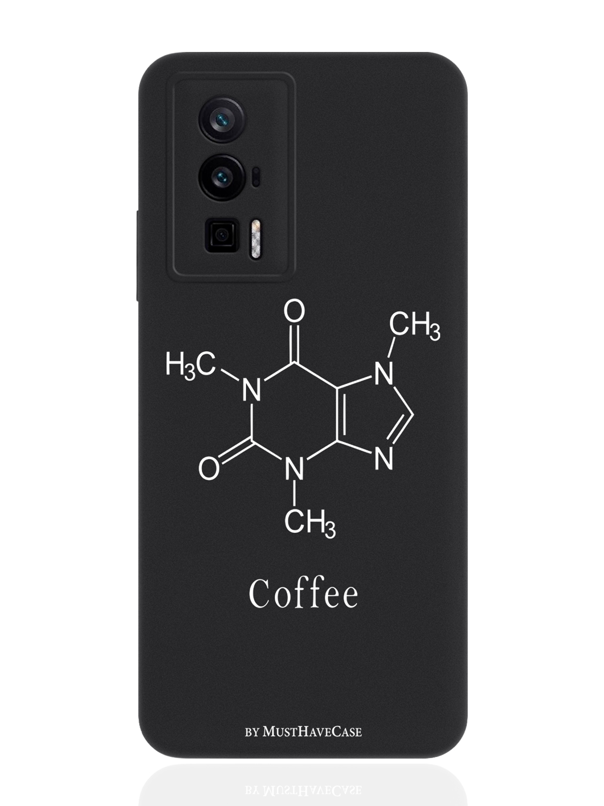 

Чехол для POCO F5 Pro Молекула кофе черный, Черный;белый
