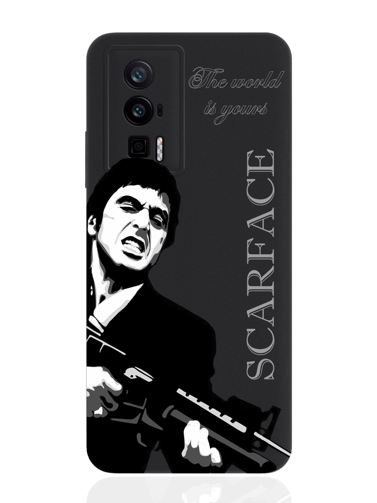 

Чехол для POCO F5 Pro Scarface Tony Montana/ Лицо со шрамом черный, Серый;черный