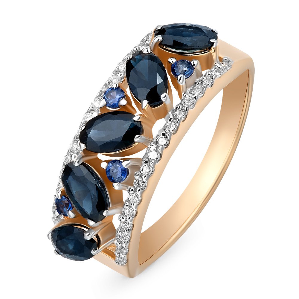 

Кольцо женское из красного золота с сапфиром, бриллиантом 585Gold 101010459, р. 18,5, 101010459