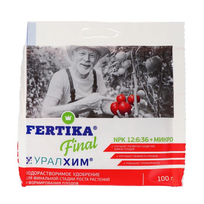 

FERTIKA Удобрение минеральное Фертика Финал, NPK 12:6:36 + микро, 100 г, Удобрение минеральное "Фертика" "Финал", NPK 12:6:36 + микро, 100 г
