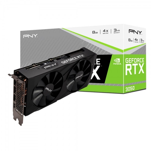 

Видеокарта PNY NVIDIA GeForce RTX 3050 VERTO Dual Fan 8Gb (VCG30508DFBPB1), GeForce RTX 3050