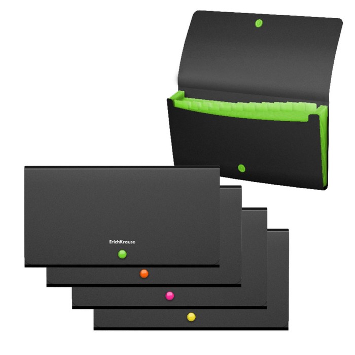 

Папка-картотека на кнопке Travel, ErichKrause Matt Accent, 700 мкм, 12 отделов, микс, Разноцветный