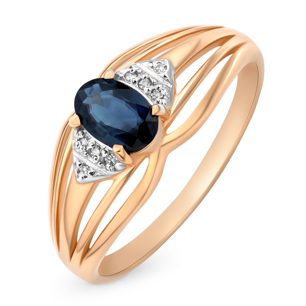 

Кольцо женское из красного золота с сапфиром, бриллиантом 585Gold 101010834, р, 101010834
