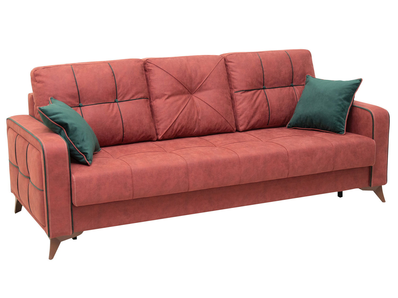фото Прямой диван черри диван-кровать красный, искусственная замша нижегородмебельик