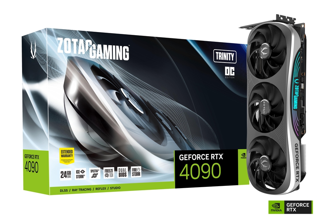 

Видеокарта Zotac NVIDIA GeForce RTX 4090 Gaming Trinity OC (ZT-D40900J-10P), Черный, GeForce RTX 4090 Gaming Trinity OC