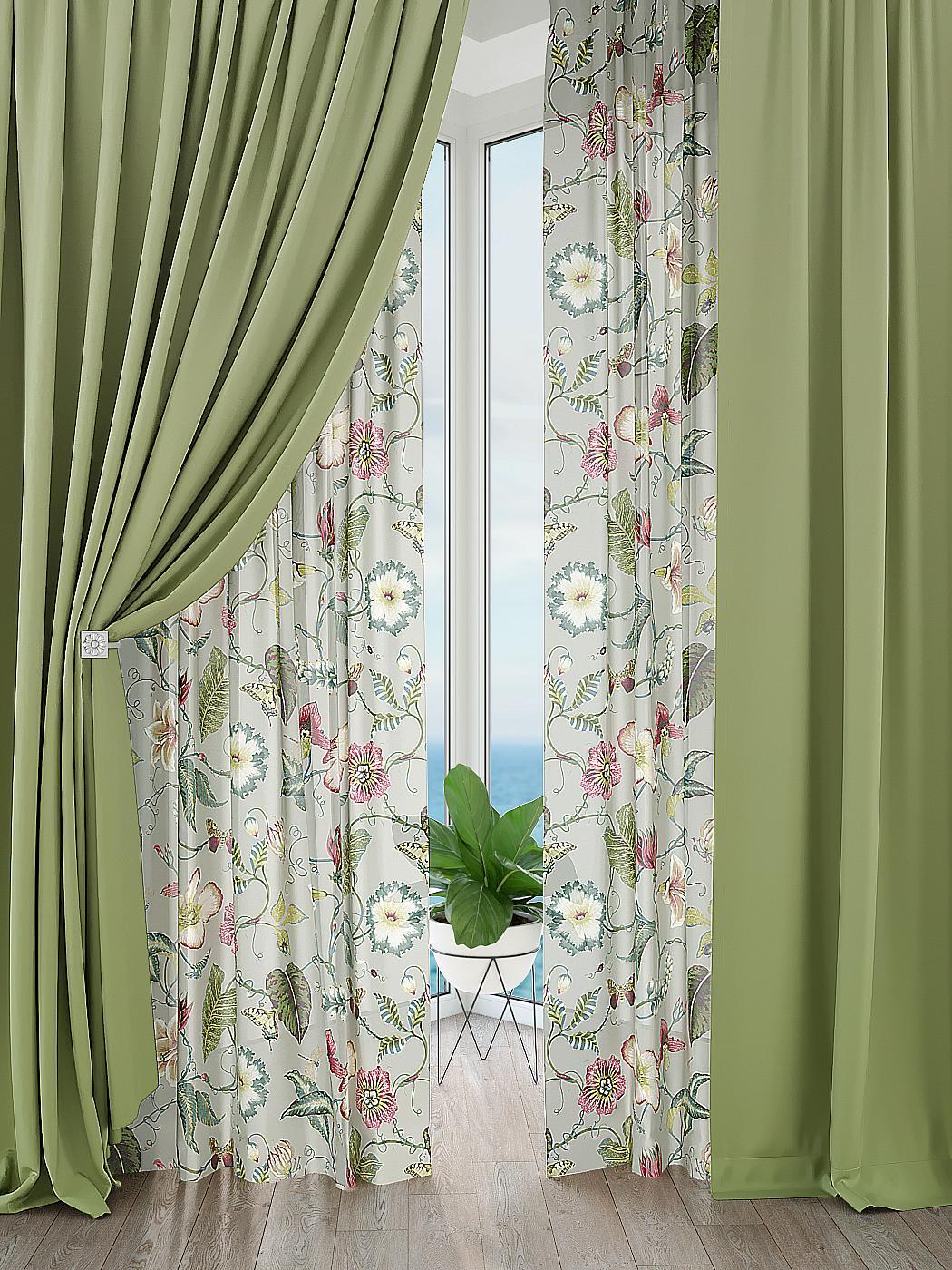 

Комплекты штор AT HOME Элтис (зеленый) высота 260 см, ширина 150 см, Белый, 526132