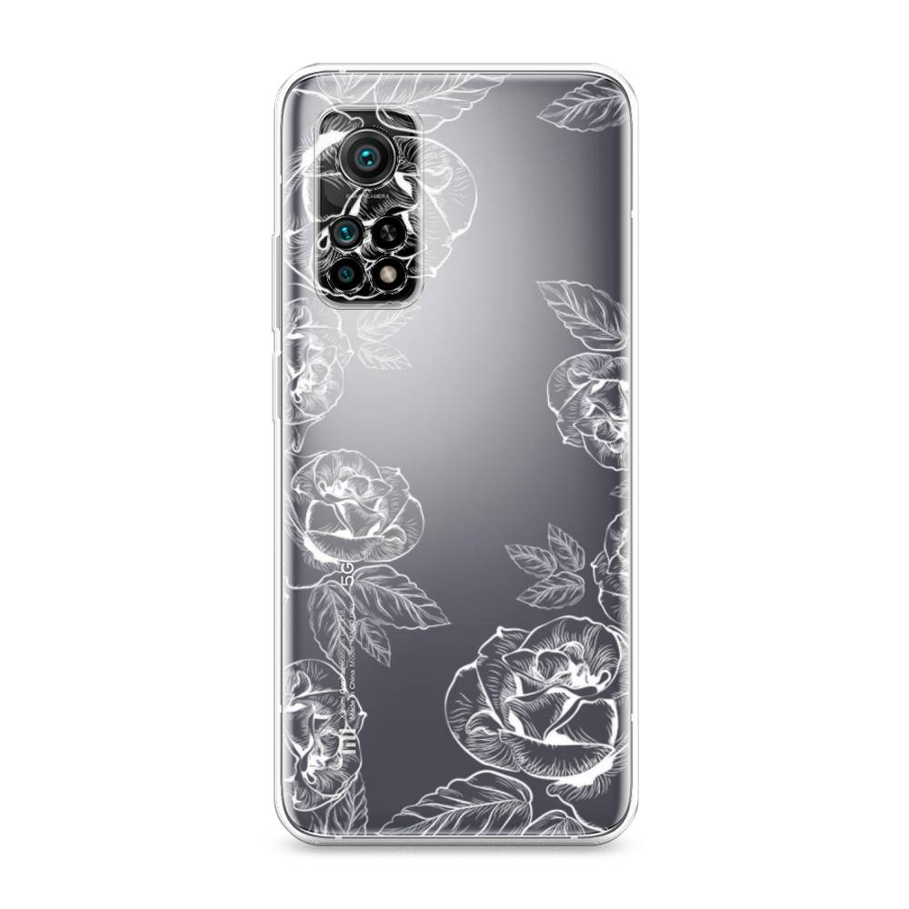 

Чехол на Xiaomi Mi 10T "Розы графика", Черный;серый, 39350-2