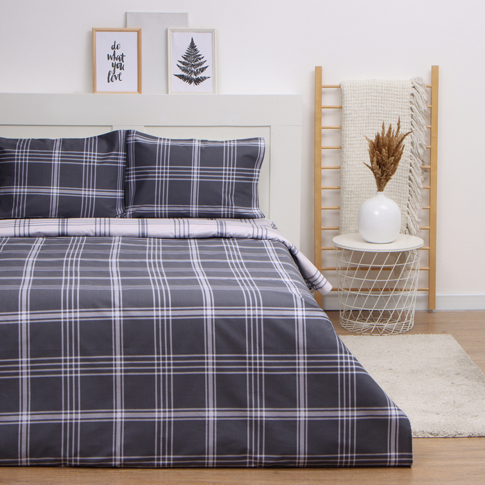 

Постельное бельё LoveLife дуэт Square gray, 143х215см-2шт, 225х240см, 50х70см-2шт, Клетка