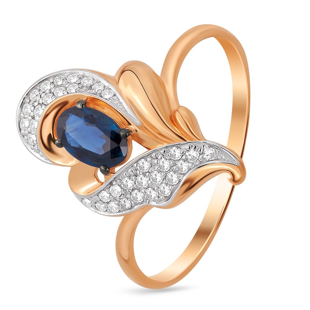 

Кольцо женское из красного золота с сапфиром, бриллиантом 585Gold 101010015, р. 19,5, 101010015