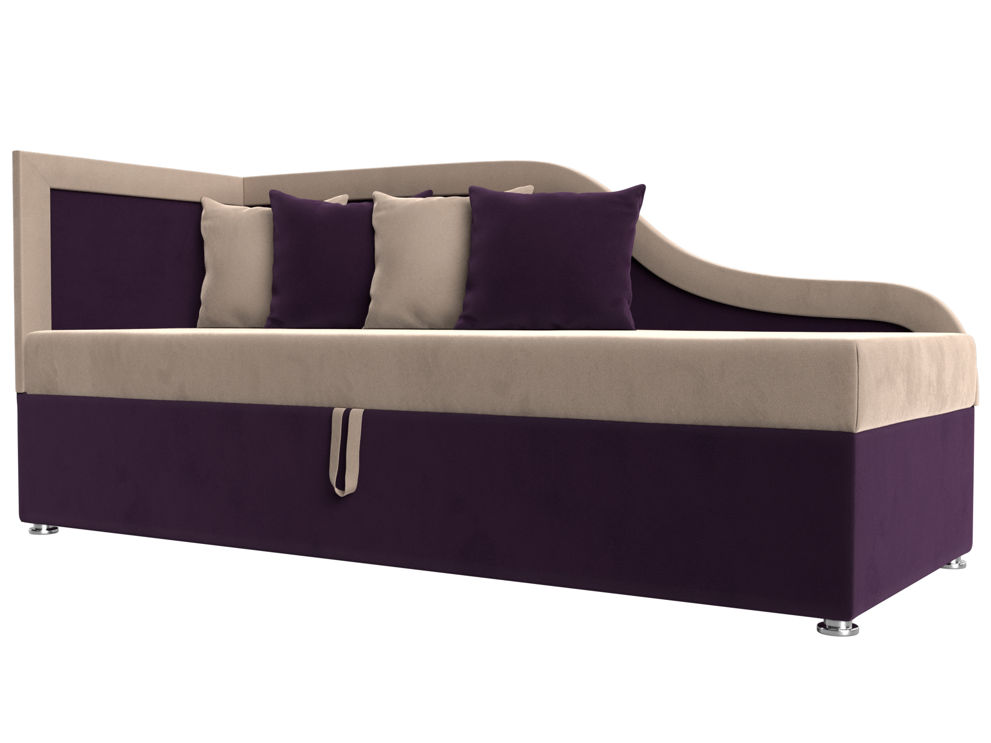 фото Детский диван лига диванов дюна левый угол бежевый/фиолетовый (велюр)