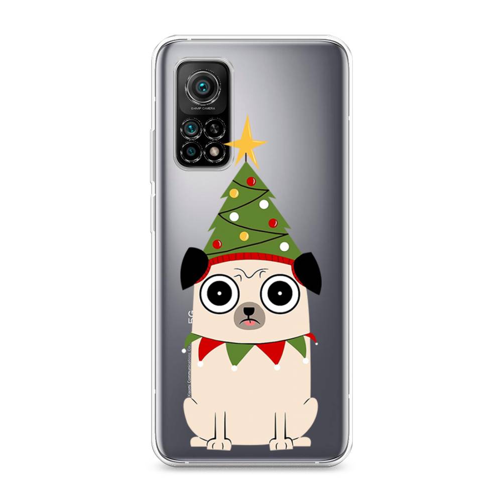 

Чехол на Xiaomi Mi 10T "Собачка с ёлочкой", Бежевый;красный;зеленый, 39350-1
