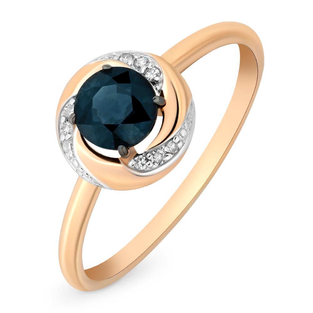 

Кольцо женское из красного золота с сапфиром, бриллиантом 585Gold 101010014, р. 16,5, 101010014