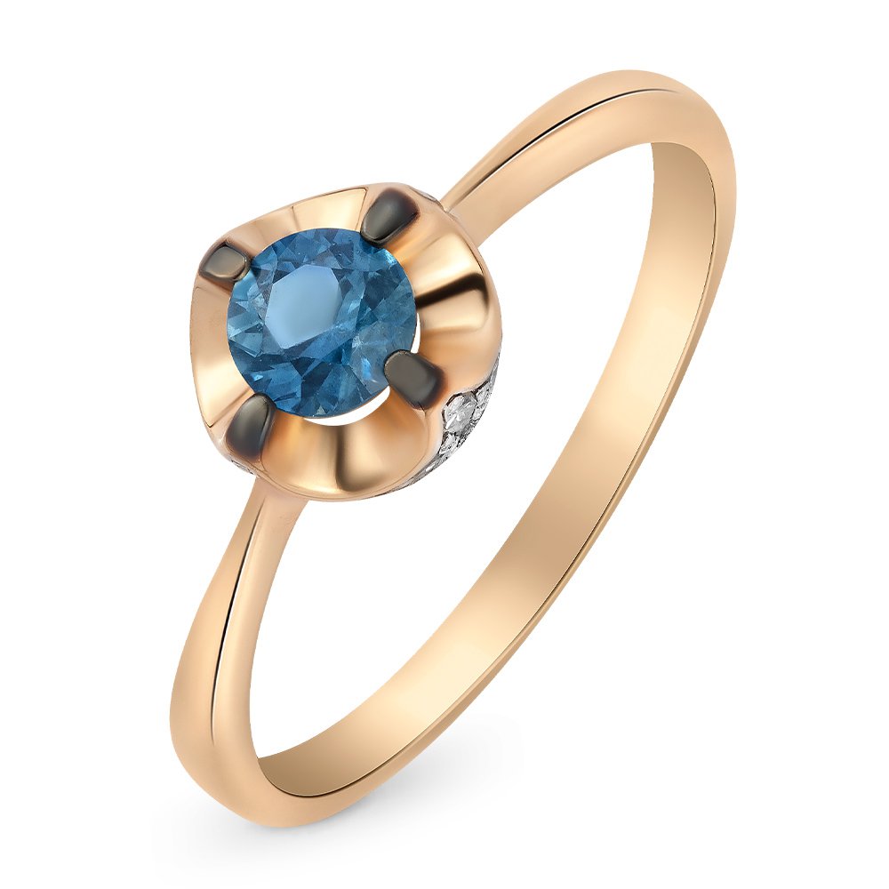 

Кольцо женское из красного золота с сапфиром, бриллиантом 585Gold 101010020, р. 16, 101010020