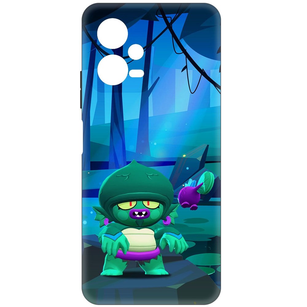 

Чехол-накладка Софт Brawl Stars - Болотный Джин для Poco X5, Черный