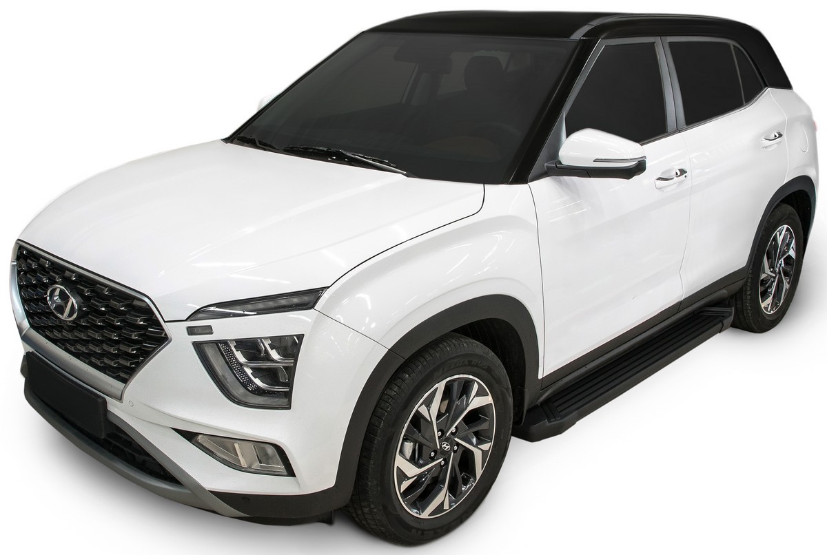 фото Пороги на автомобиль "black" rival для hyundai creta ii 2021-н.в., 173 см, f173alb.2314.1