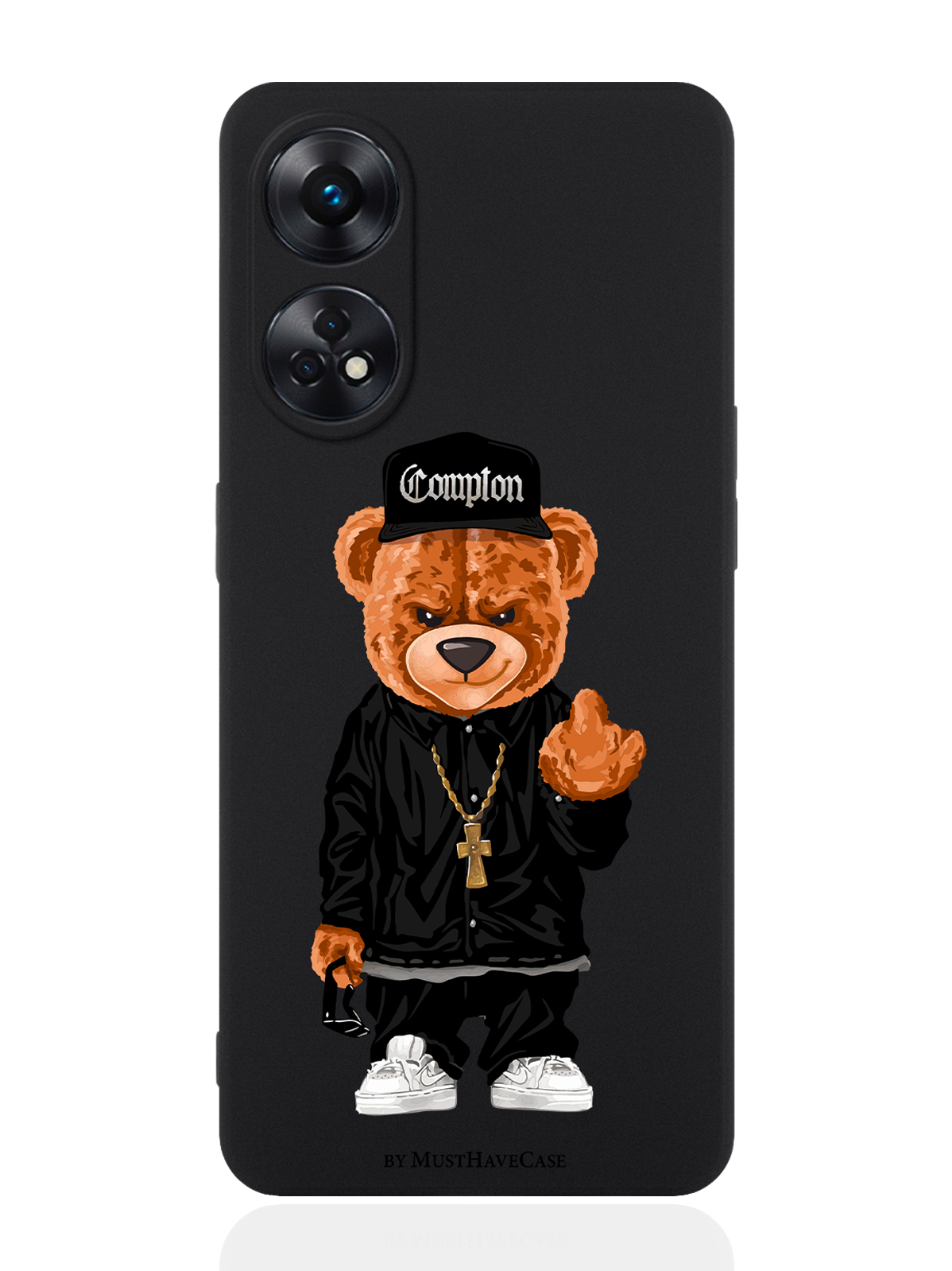

Чехол для Oppo Reno 8T Мишка Compton черный, Коричневый;черный;белый