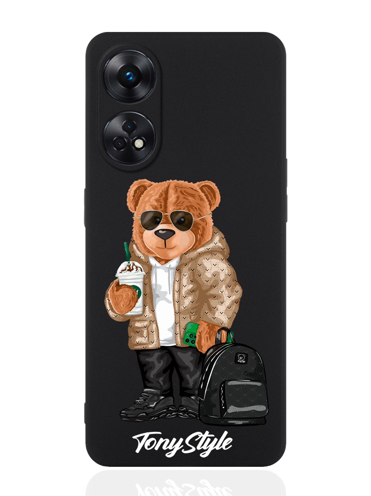 

Чехол для OPPO Reno 8T Tony Style в очках черный, Коричневый;черный;белый