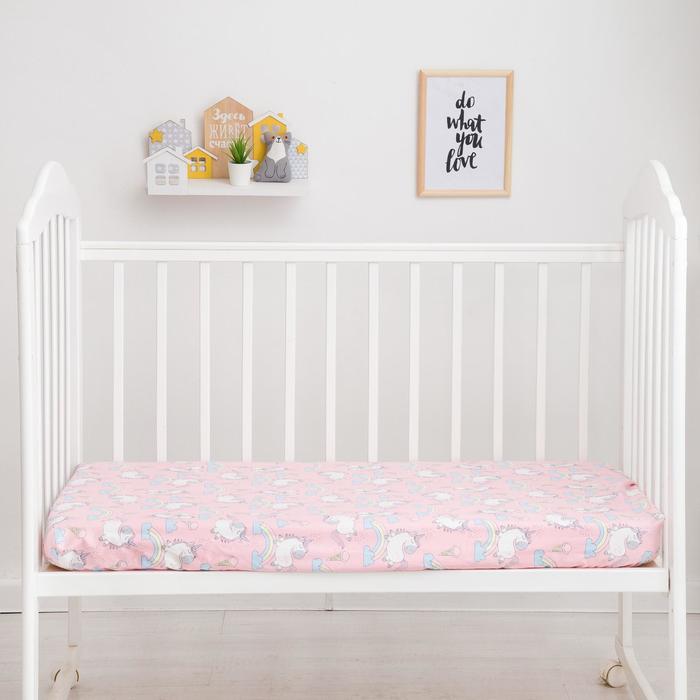 

Простыня на резинке "LoveLife" Радужные единороги 60*120+20 см, 100 % хлопок