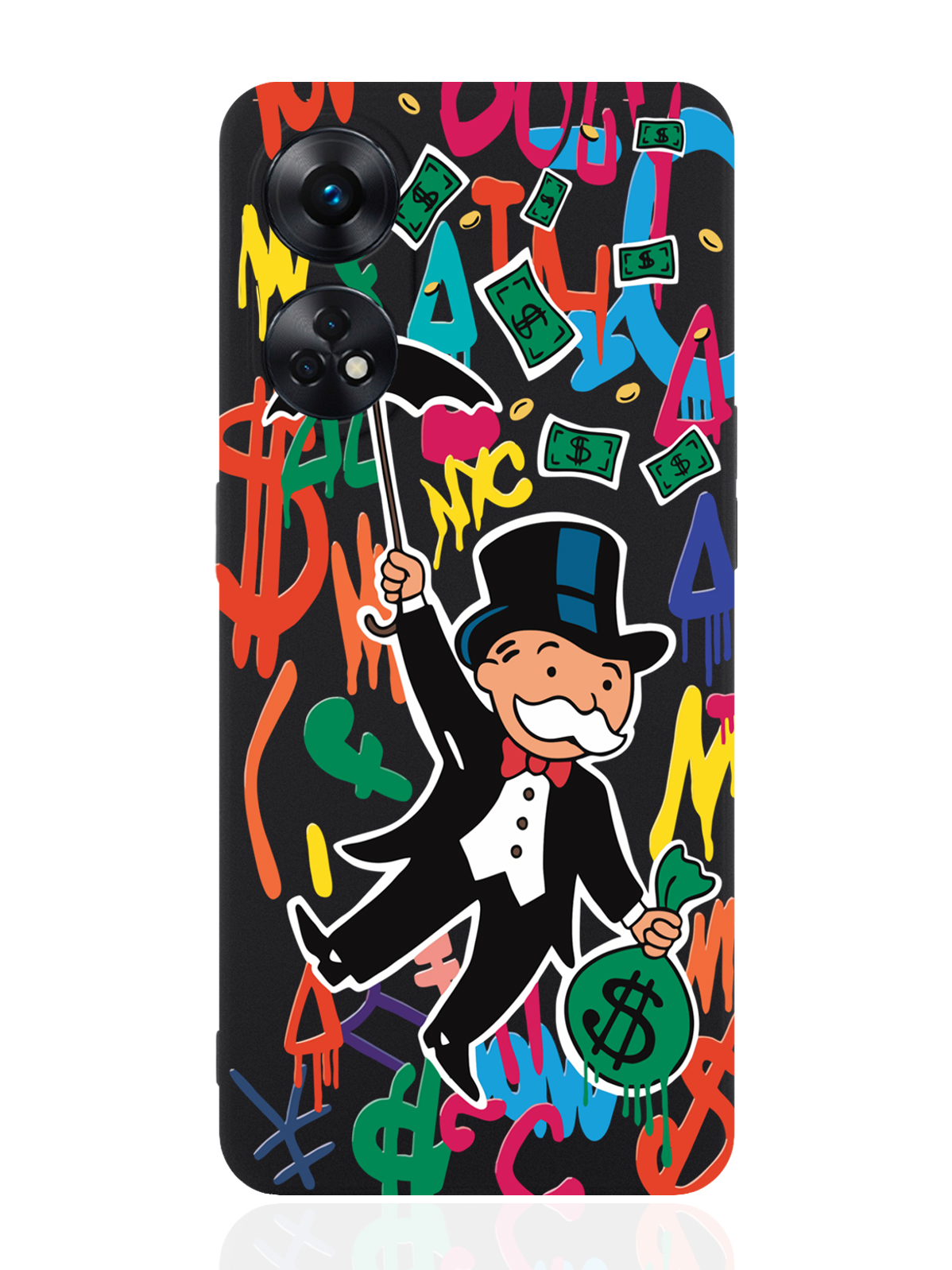 

Чехол для OPPO Reno 8T Rich uncle PennyBags/ Богатенький дядюшка толстосум черный, Оранжевый;черный