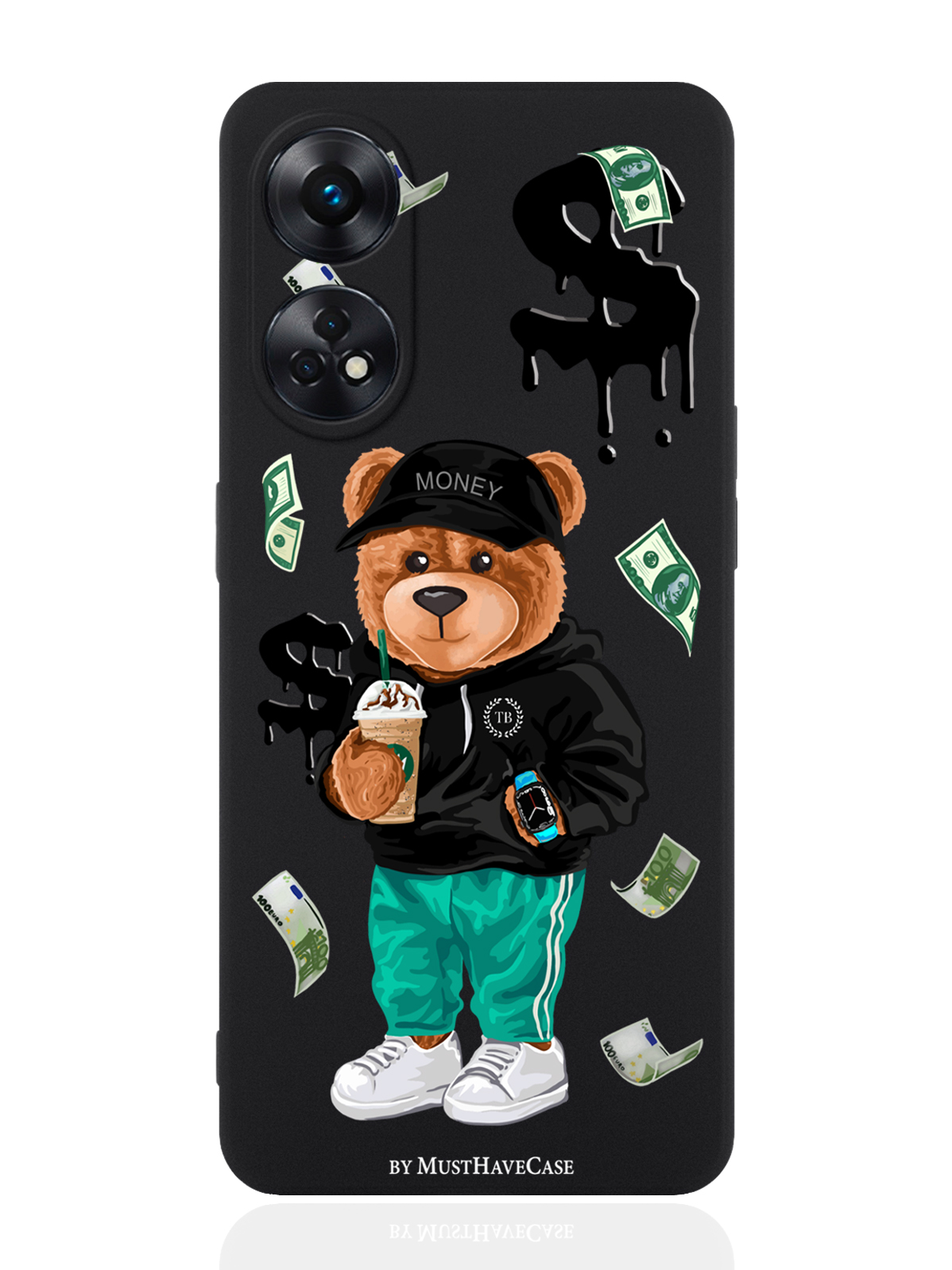 

Чехол для Oppo Reno 8T Tony Bear, Черный;зеленый;коричневый