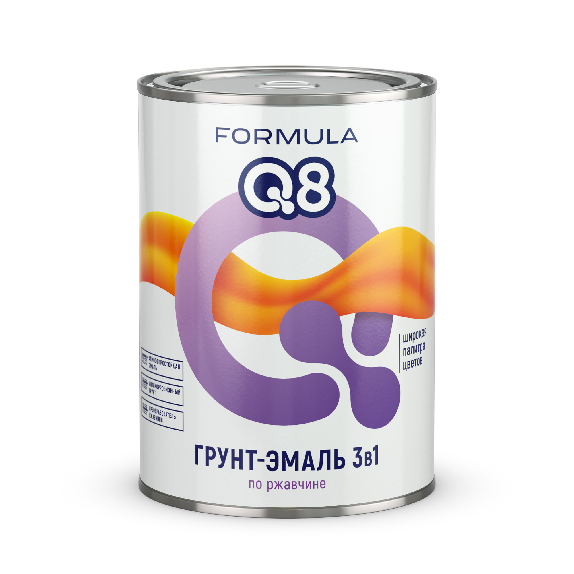 Грунт-эмаль по ржавчине Formula Q8 3 в 1, матовая, 0, 9 кг, черная