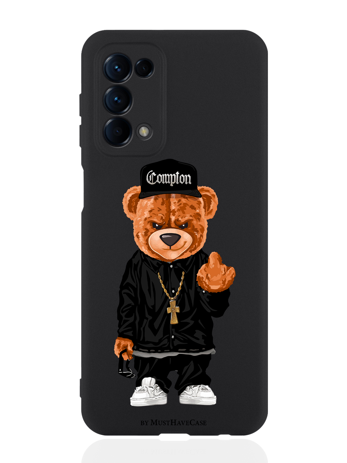 

Чехол для OPPO Reno5 Мишка Compton черный, Коричневый;черный;белый