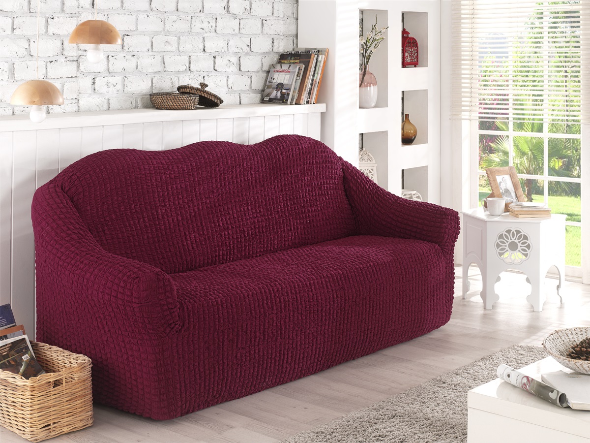 фото Чехол для дивана "стамбул" двухместный, без юбки бордовый karna