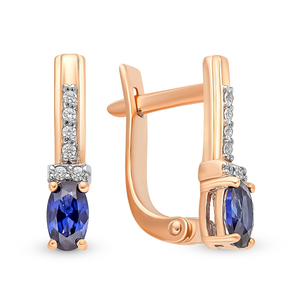 

Серьги из красного золота с сапфиром, фианитом 585Gold 102007059, 102007059