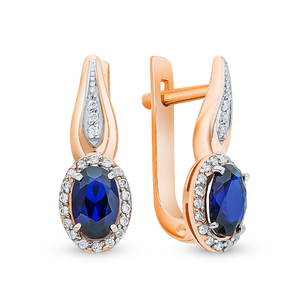 

Серьги из красного золота с сапфиром, фианитом 585Gold 102007050, 102007050