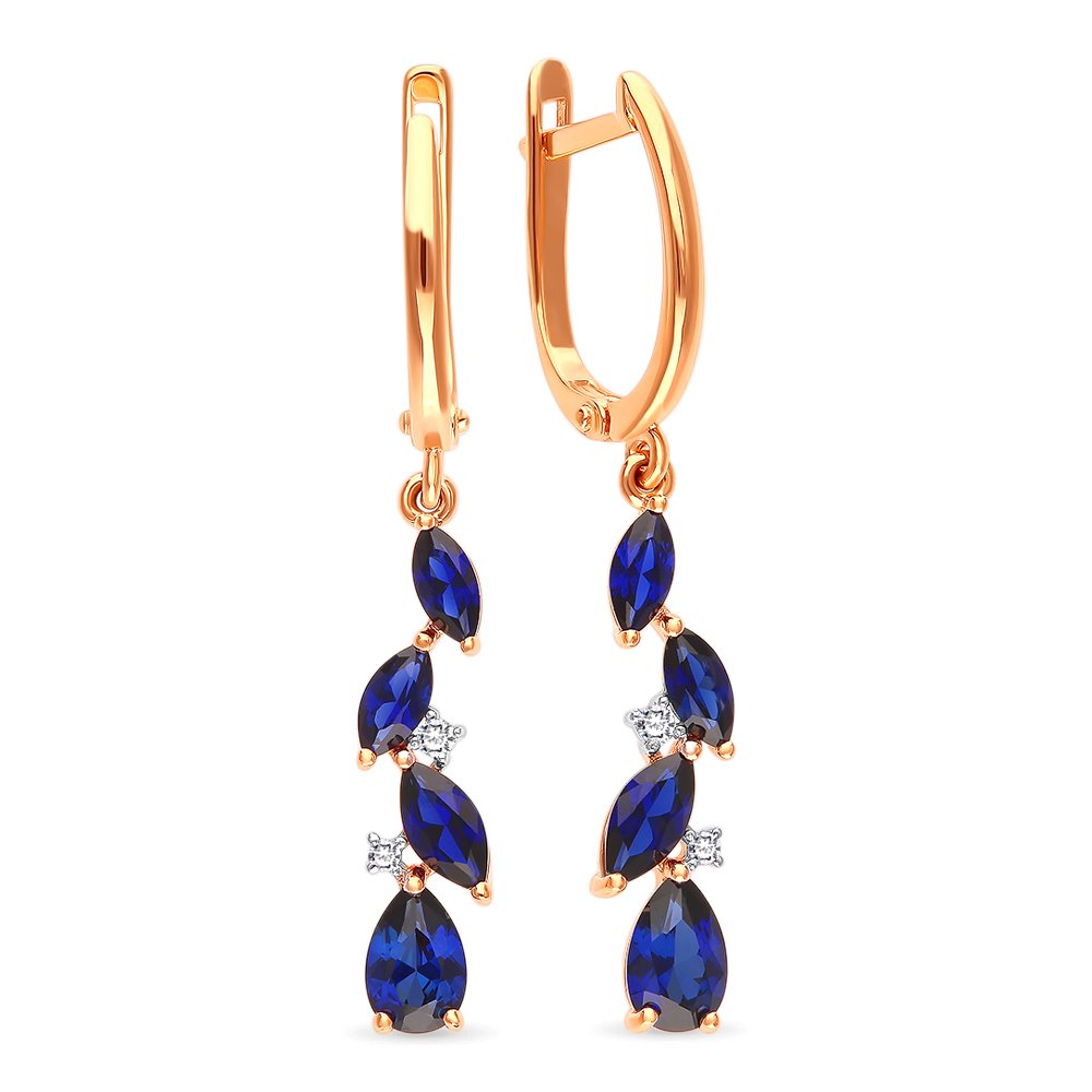 

Серьги из красного золота с сапфиром, фианитом 585Gold 102006742, 102006742