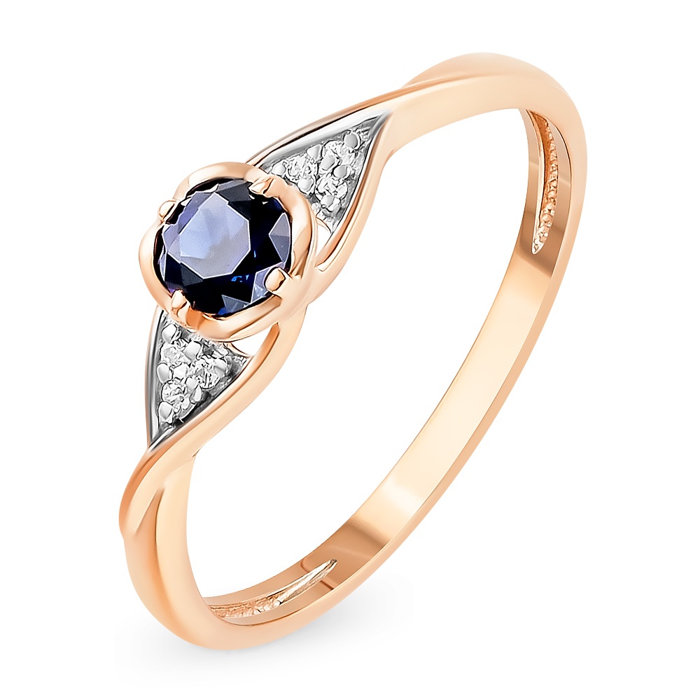 

Кольцо женское из красного золота с сапфиром, фианитом 585Gold 101013471, р, 101013471