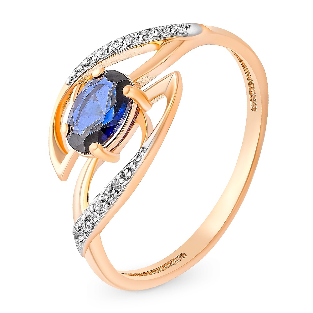 

Кольцо женское из красного золота с сапфиром, фианитом 585Gold 101013462, р, 101013462