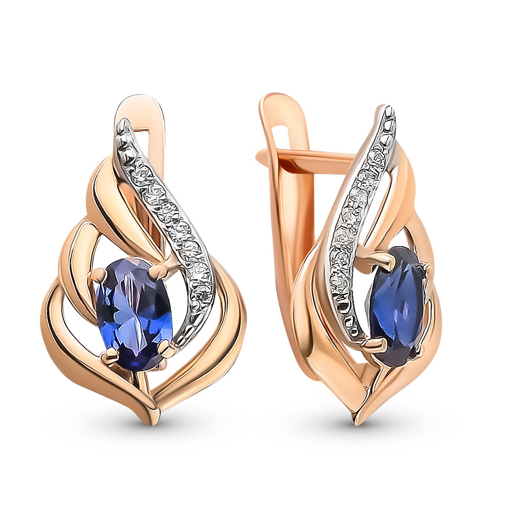 

Серьги из красного золота с сапфиром, бриллиантом 585Gold 102007286, 102007286