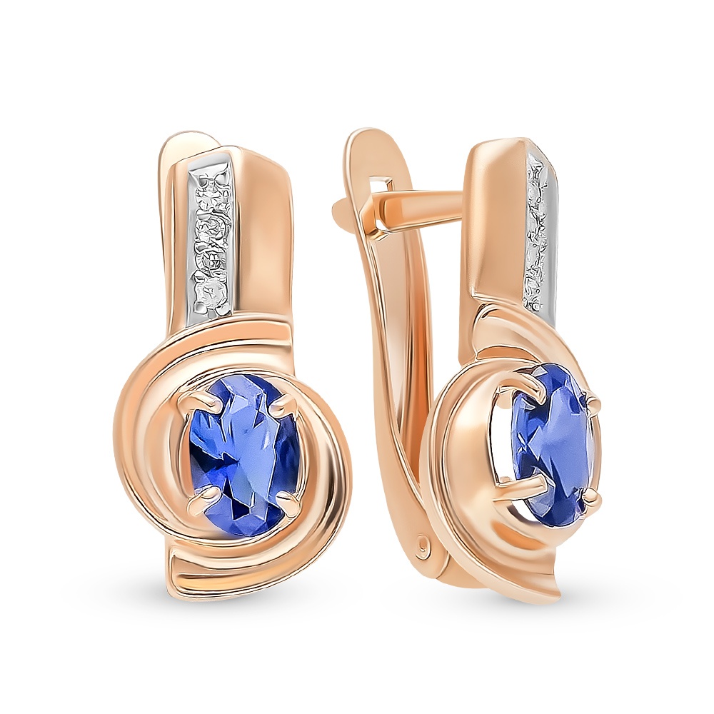 

Серьги из красного золота с сапфиром, бриллиантом 585Gold 102007284, 102007284
