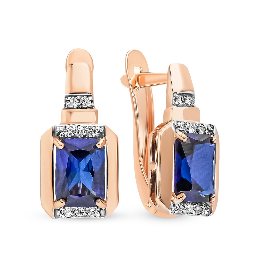 

Серьги из красного золота с сапфиром, бриллиантом 585Gold 102007273, 102007273