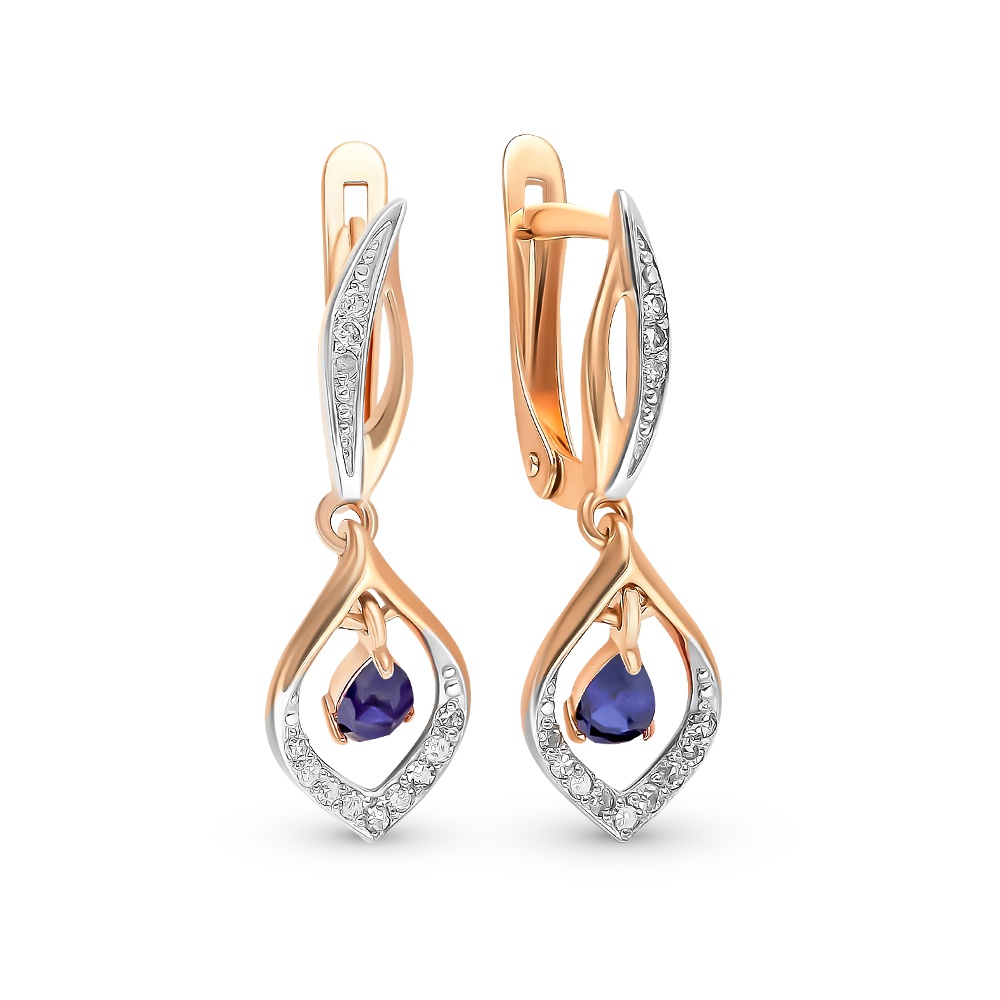 

Серьги из красного золота с сапфиром, бриллиантом 585Gold 102007270, 102007270