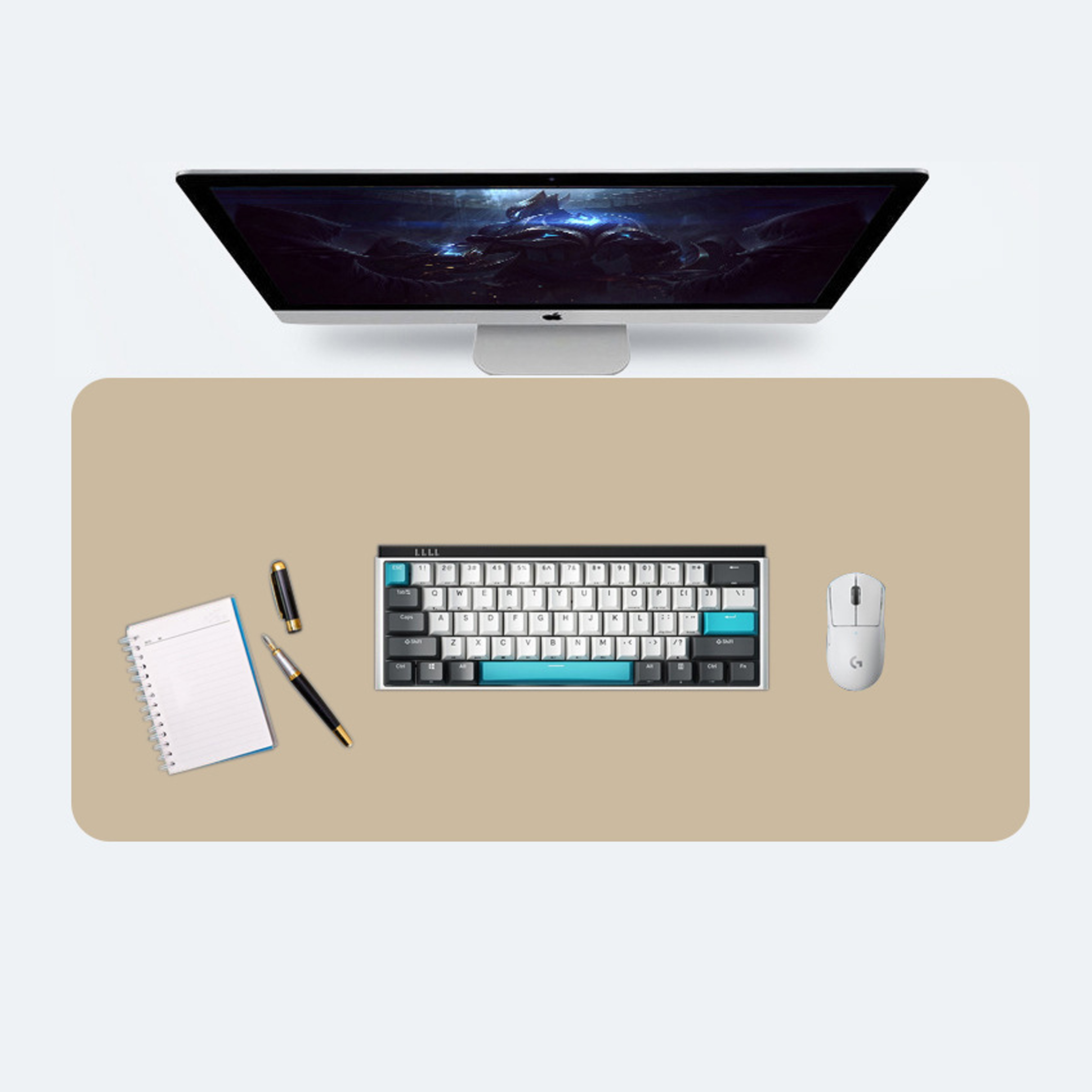 

Игровой коврик для мыши и клавиатуры NoBrand (20240436), Бежевый, Коврик для мышки GEEKNOOK 80*40CM Хаки, экокожа/пробка