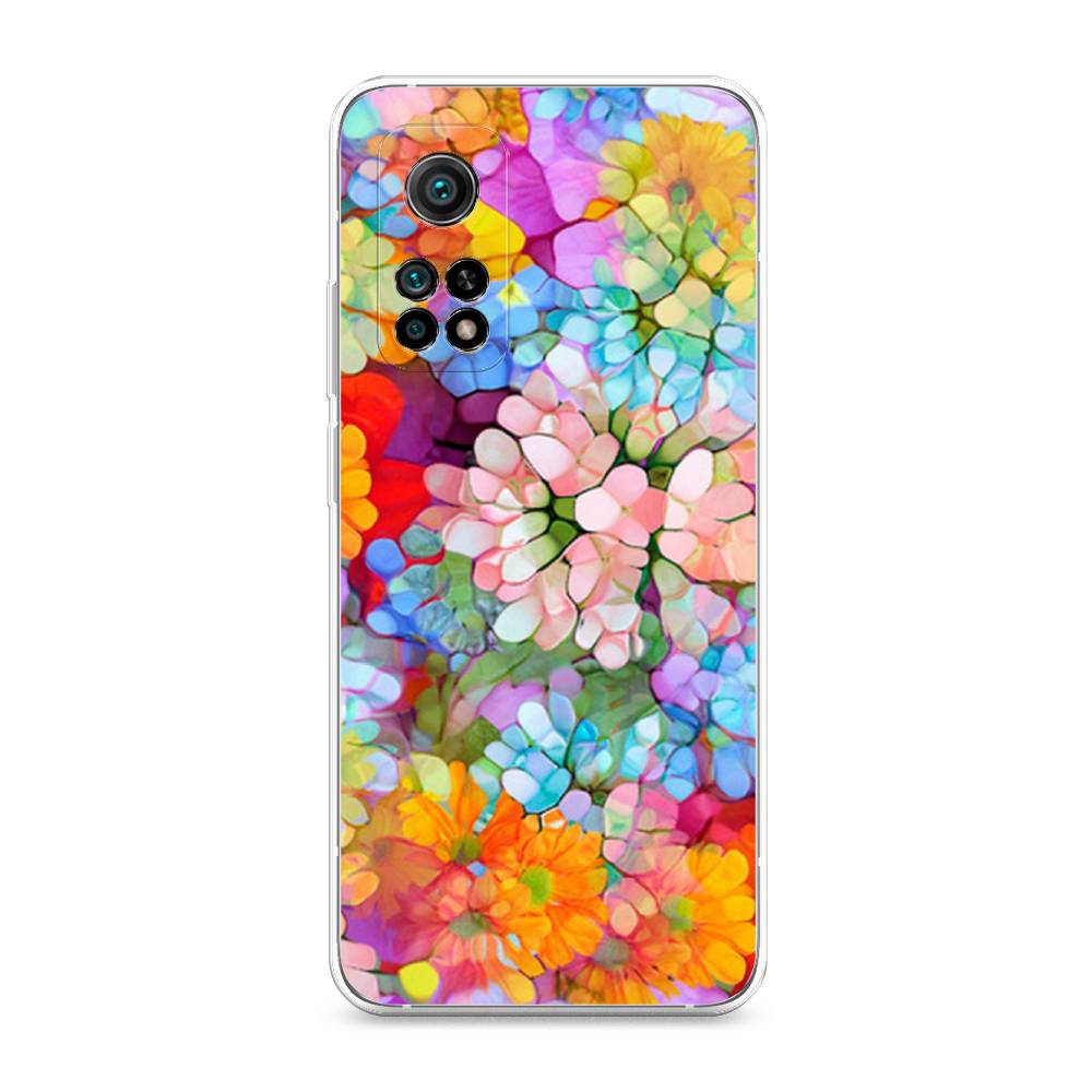 

Чехол на Xiaomi Mi 10T "Цветы витраж", Оранжевый;розовый;голубой, 39350-3