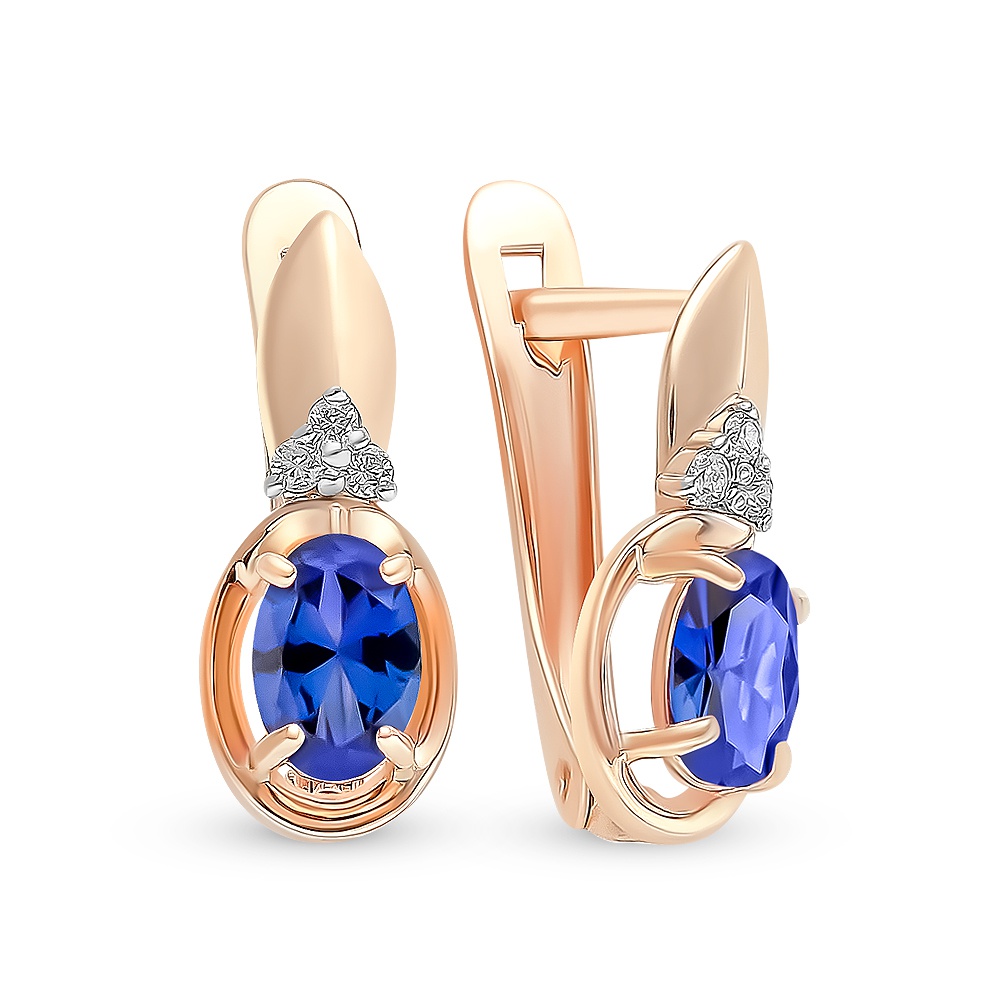 

Серьги из красного золота с сапфиром, бриллиантом 585Gold 102007252, 102007252