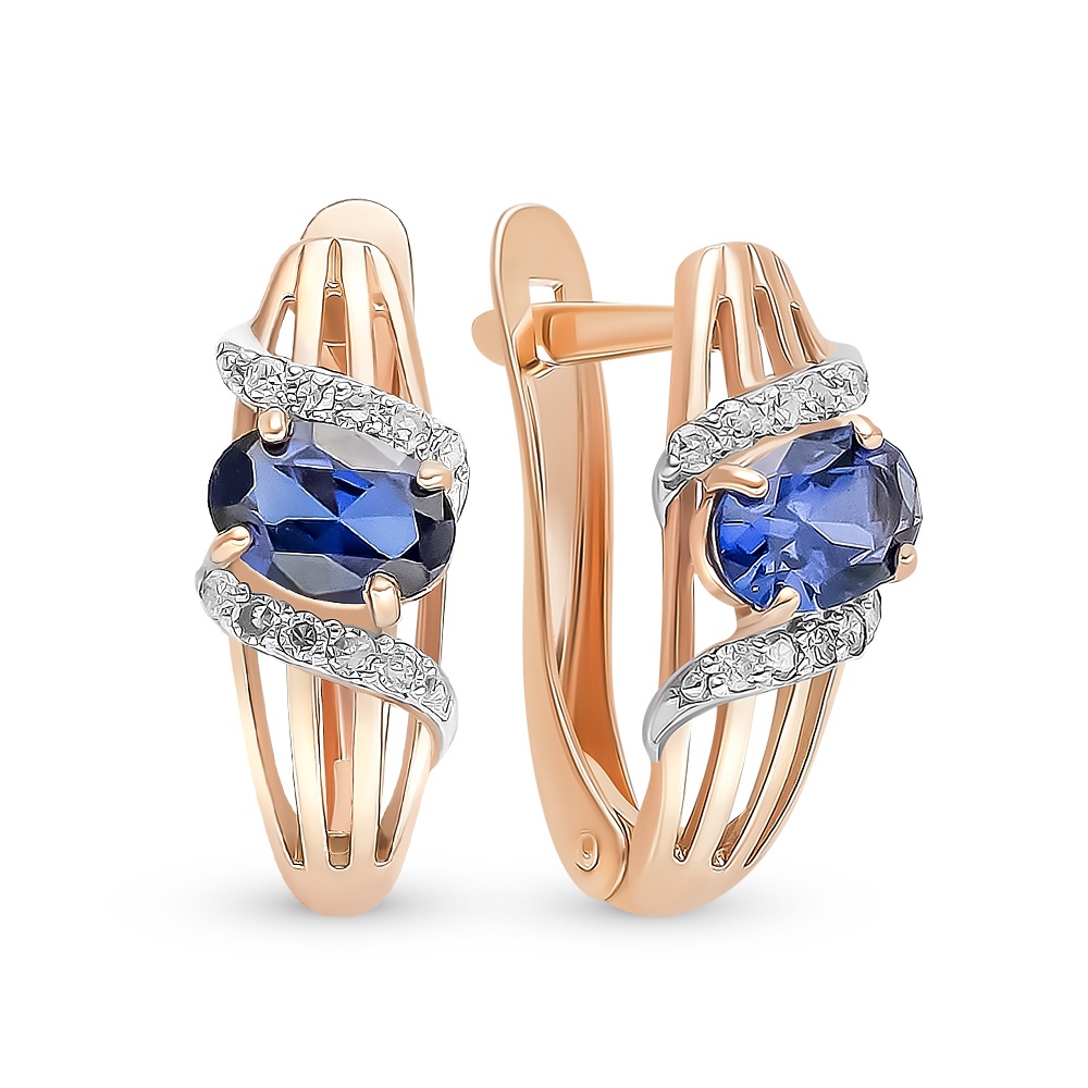 

Серьги из красного золота с сапфиром, бриллиантом 585Gold 102007246, 102007246