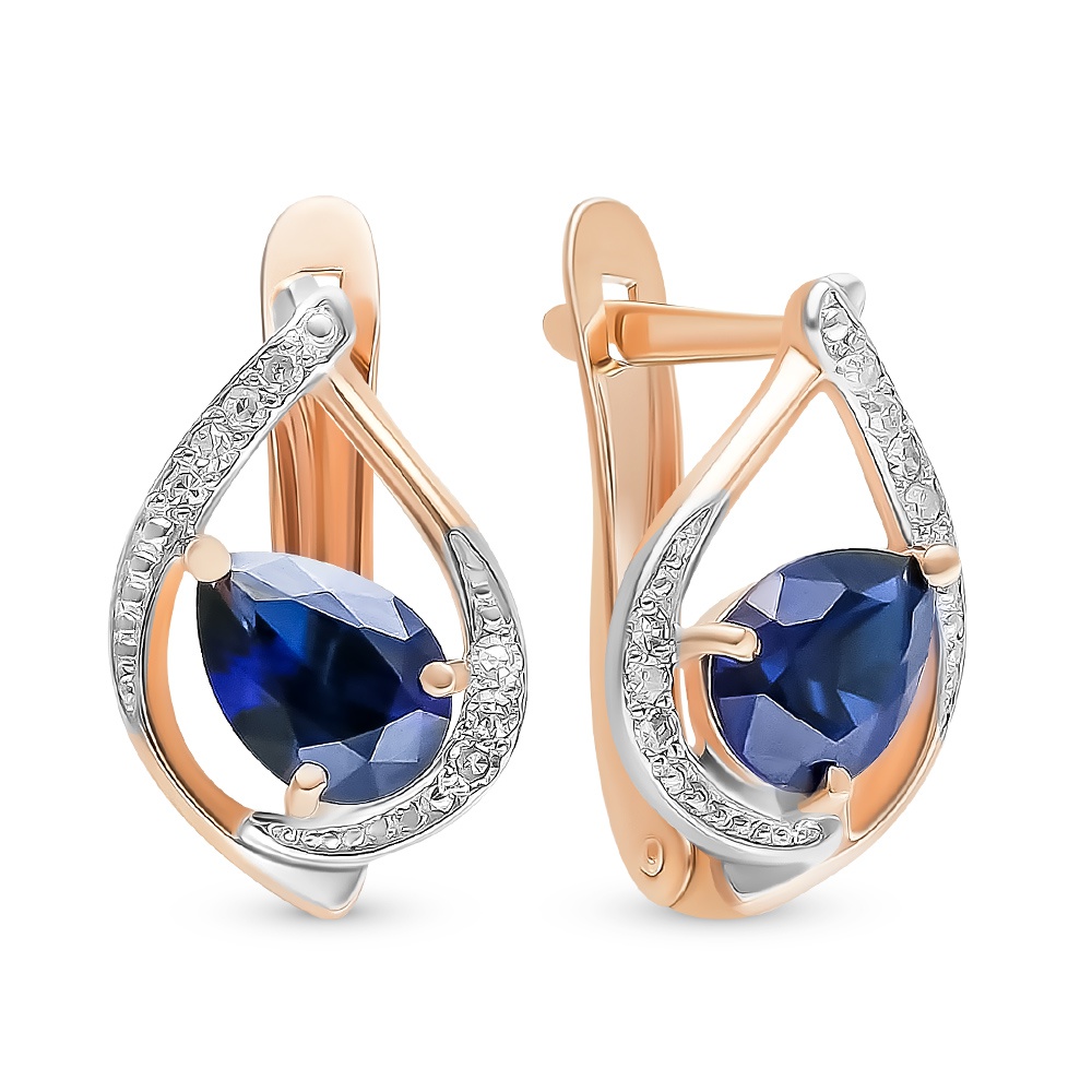

Серьги из красного золота с сапфиром, бриллиантом 585Gold 102007234, 102007234