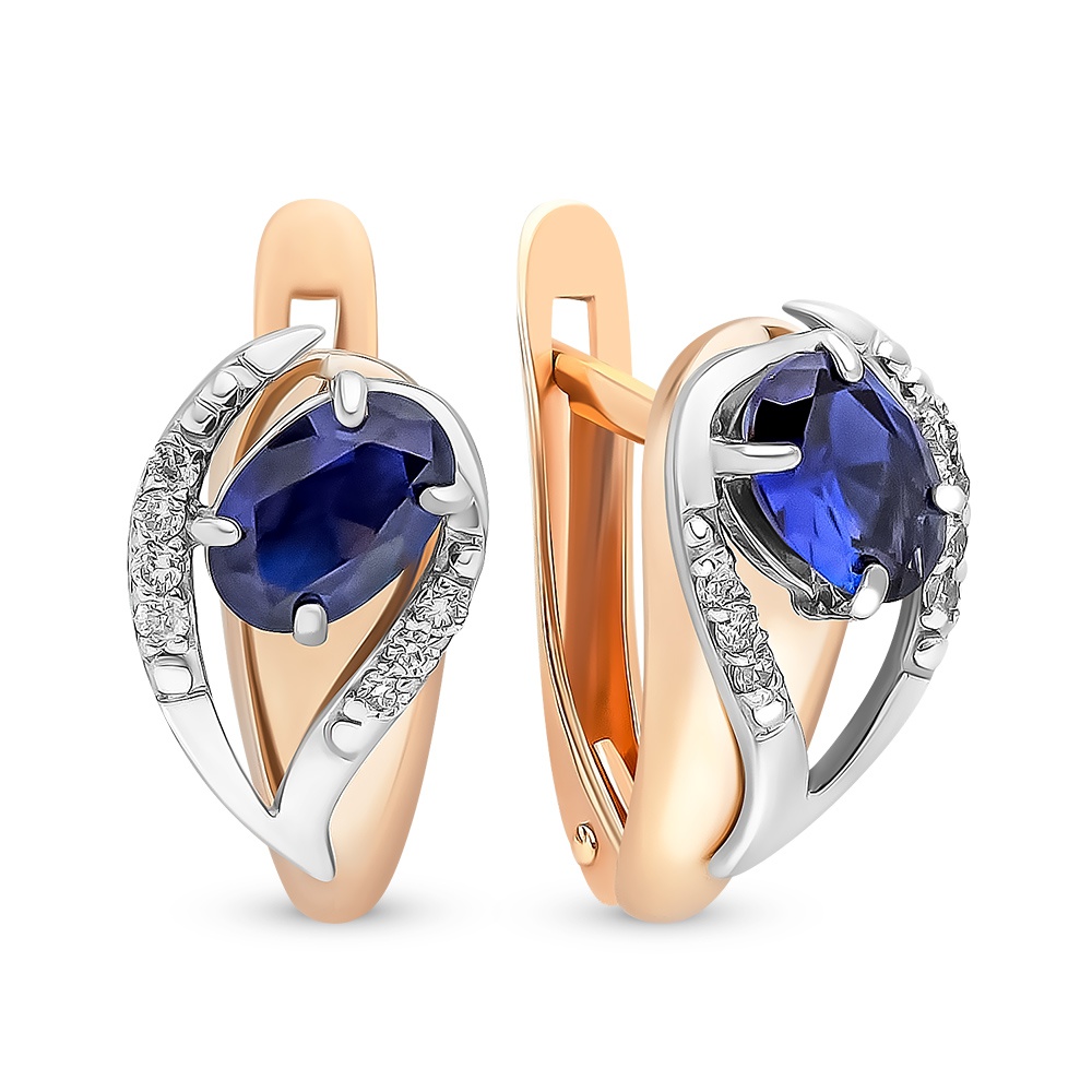 

Серьги из красного золота с сапфиром, бриллиантом 585Gold 102007226, 102007226