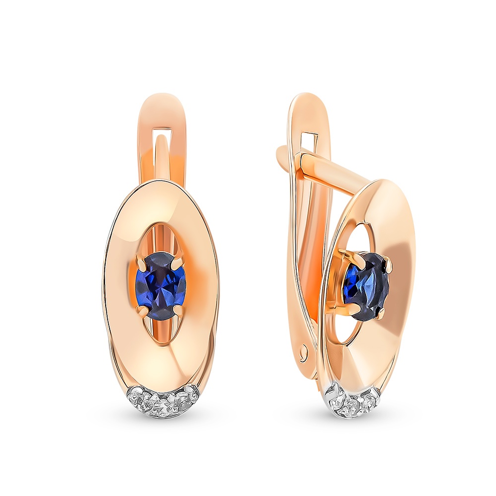 

Серьги из красного золота с сапфиром, бриллиантом 585Gold 102007223, 102007223