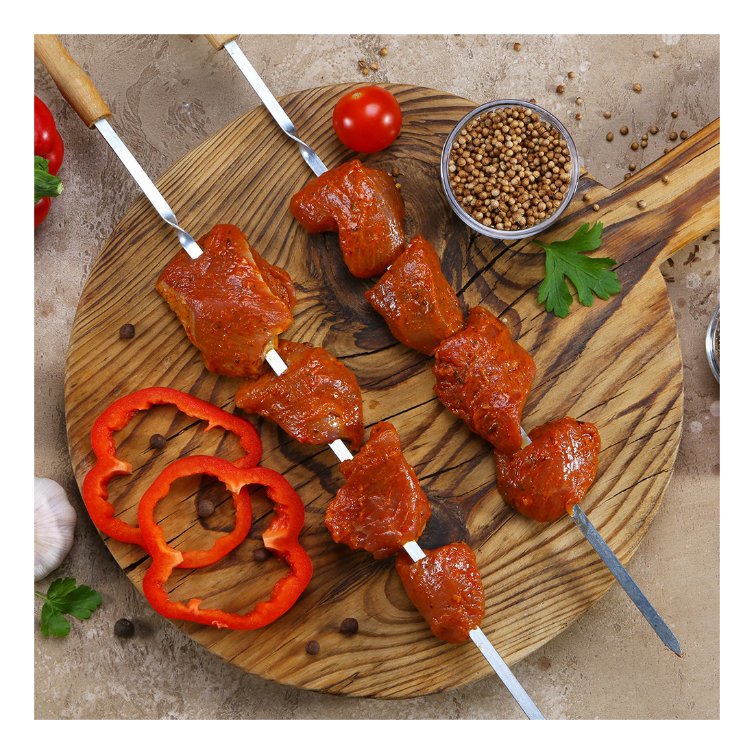 

Шашлык из филе бедра индейки МясновЪ По-царски в маринаде Барбекю охлажденный