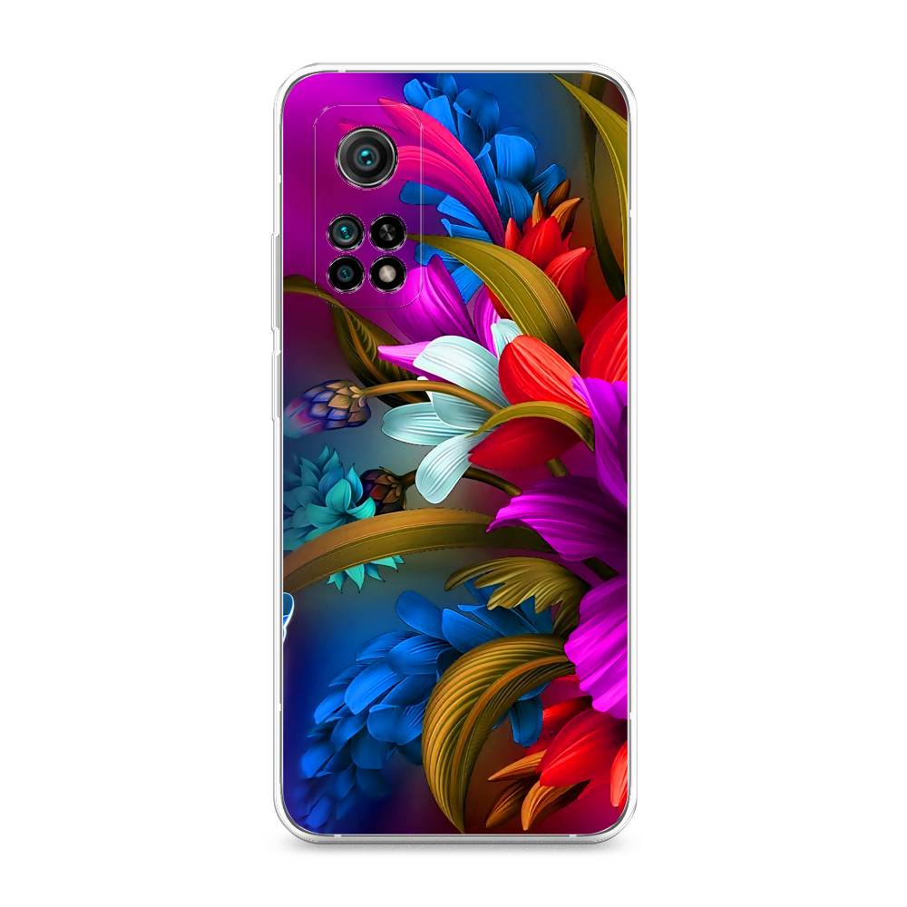 

Чехол на Xiaomi Mi 10T "Фантастические цветы", Фиолетовый;красный;синий, 39350-2